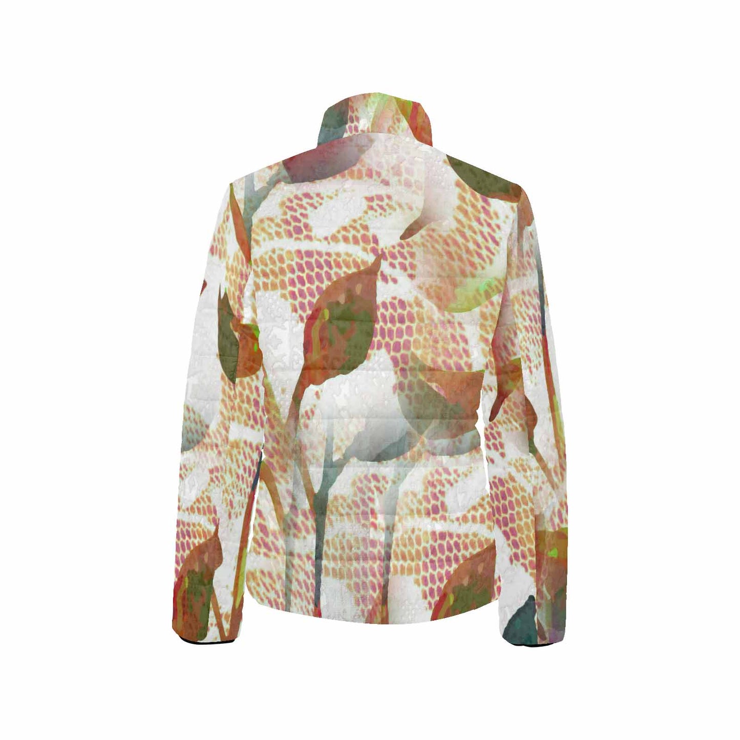 Victorian Lace print womens padded quilted jacket, design 52