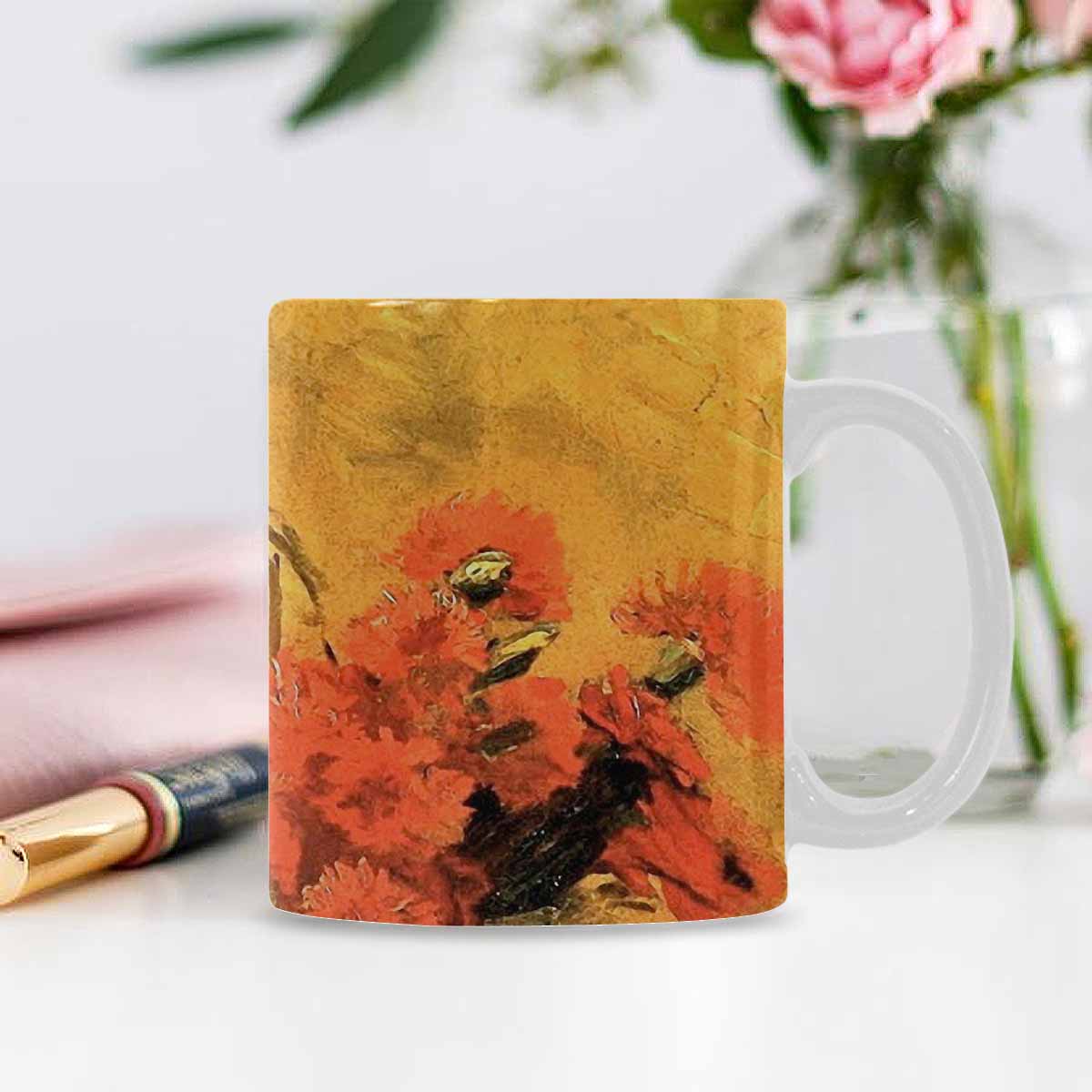 Vintage floral coffee mug or tea cup, Design 61