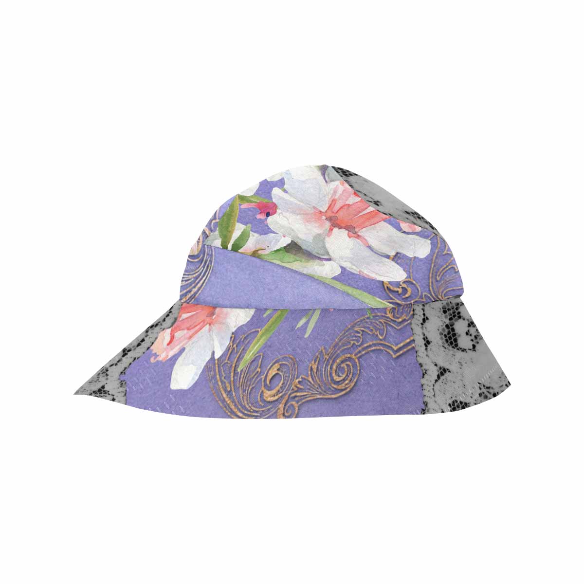 Victorian lace print, wide brim sunvisor Hat, outdoors hat, design 45
