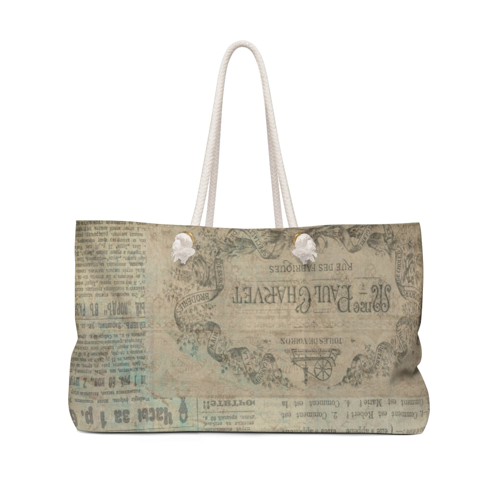 Antique General print weekender bag, casual tote, design 26