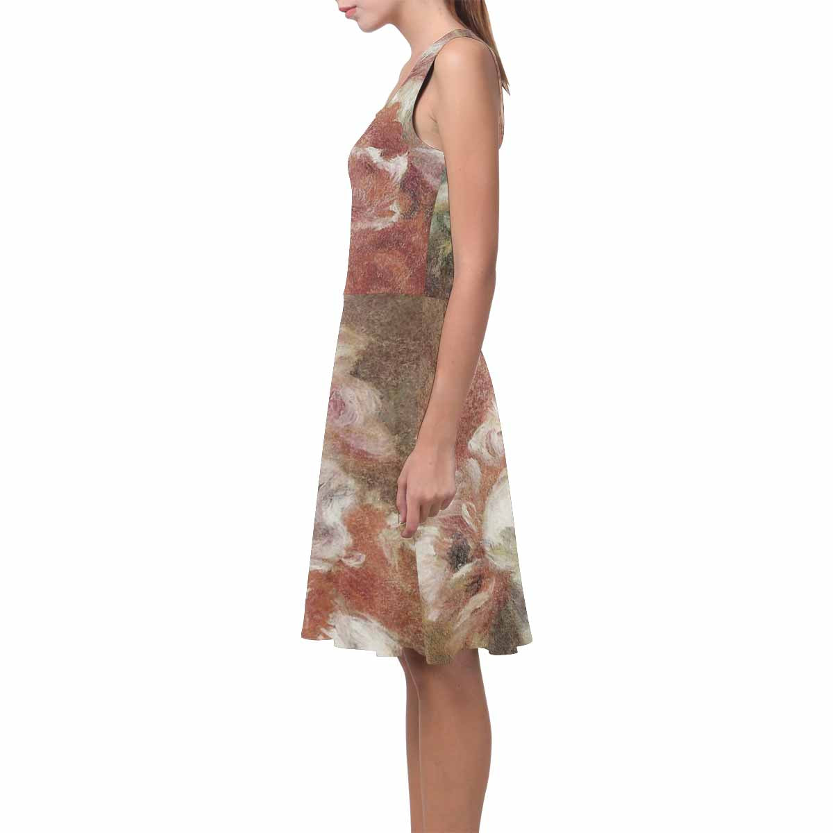 Vintage floral short summer flare dress,  XS to 3XL plus size, model D09534 Design 15