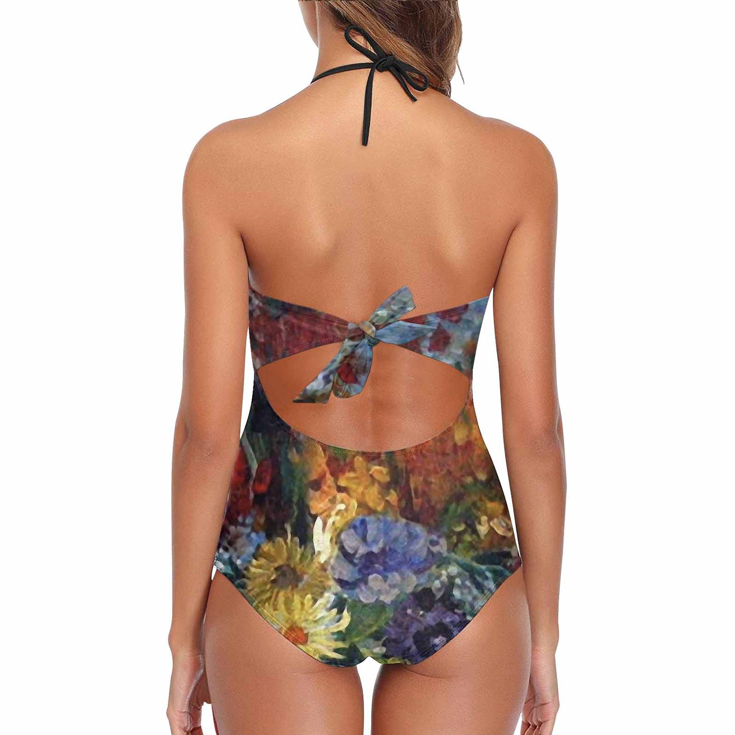 Vintage floral, vintage chest collar, one piece swim wear, Design 41
