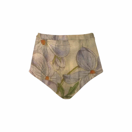 Vintage floral High waist bikini bottom, Design 13xx