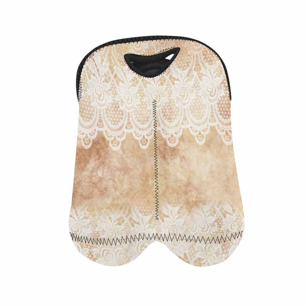 2 Bottle Victorian lace print wine bag, Design 30