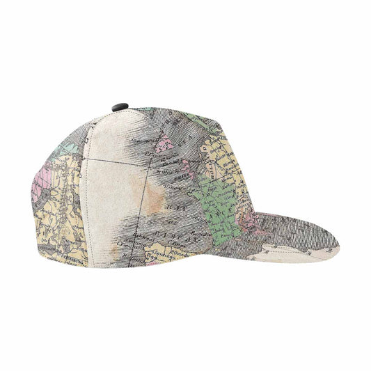 Antique Map design mens or womens deep snapback cap, trucker hat, Design 9