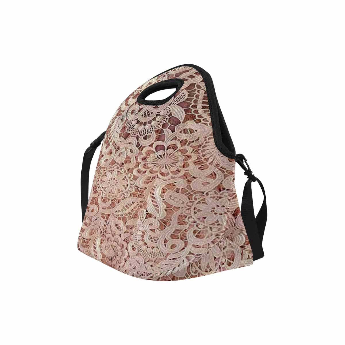 Victorian lace print insulated lunch bag, design 11