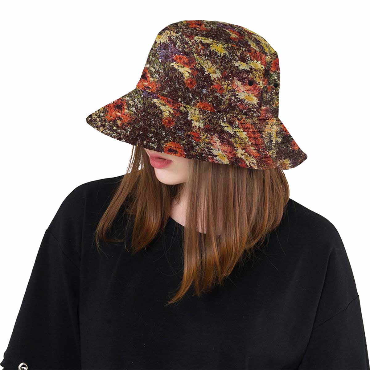 Vintage floral unisex bucket boonie Hat, outdoors hat, Design 24