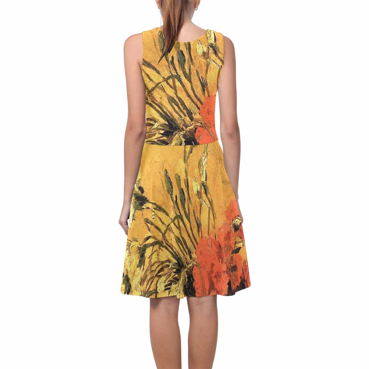Vintage floral short summer flare dress,  XS to 3XL plus size, model D09534 Design 61