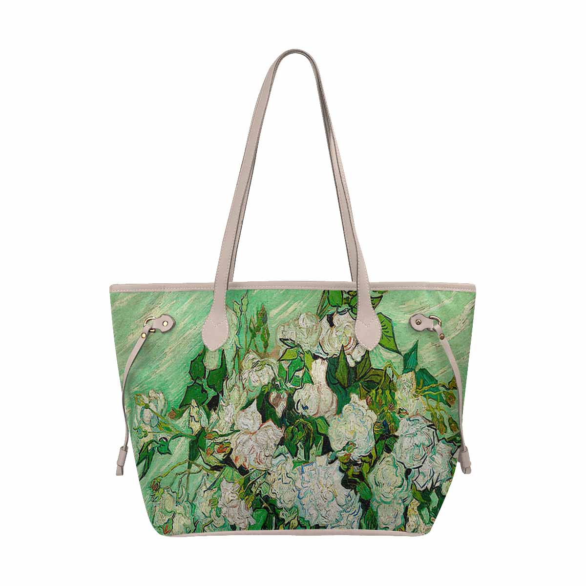 Vintage Floral Handbag, Classic Handbag, Mod 1695361 Design 45, BEIGE/TAN TRIM