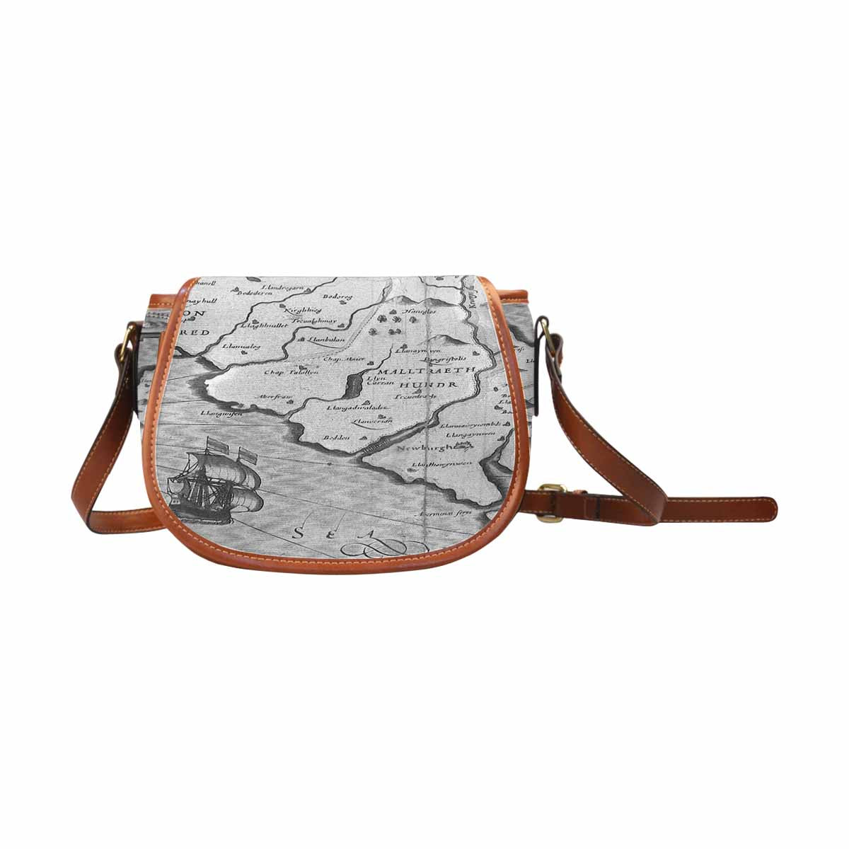 Antique Map design Handbag, saddle bag, Design 11