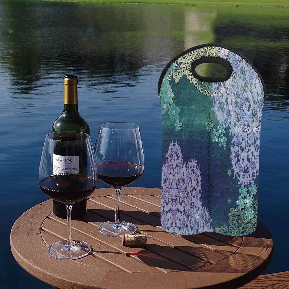 2 Bottle Victorian lace print wine bag, Design 05