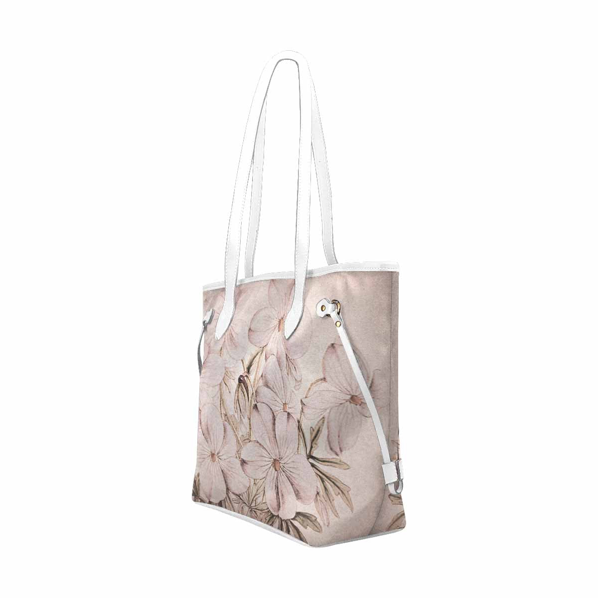 Vintage Floral Handbag, Classic Handbag, Mod 1695361 Design 13x, WHITE TRIM
