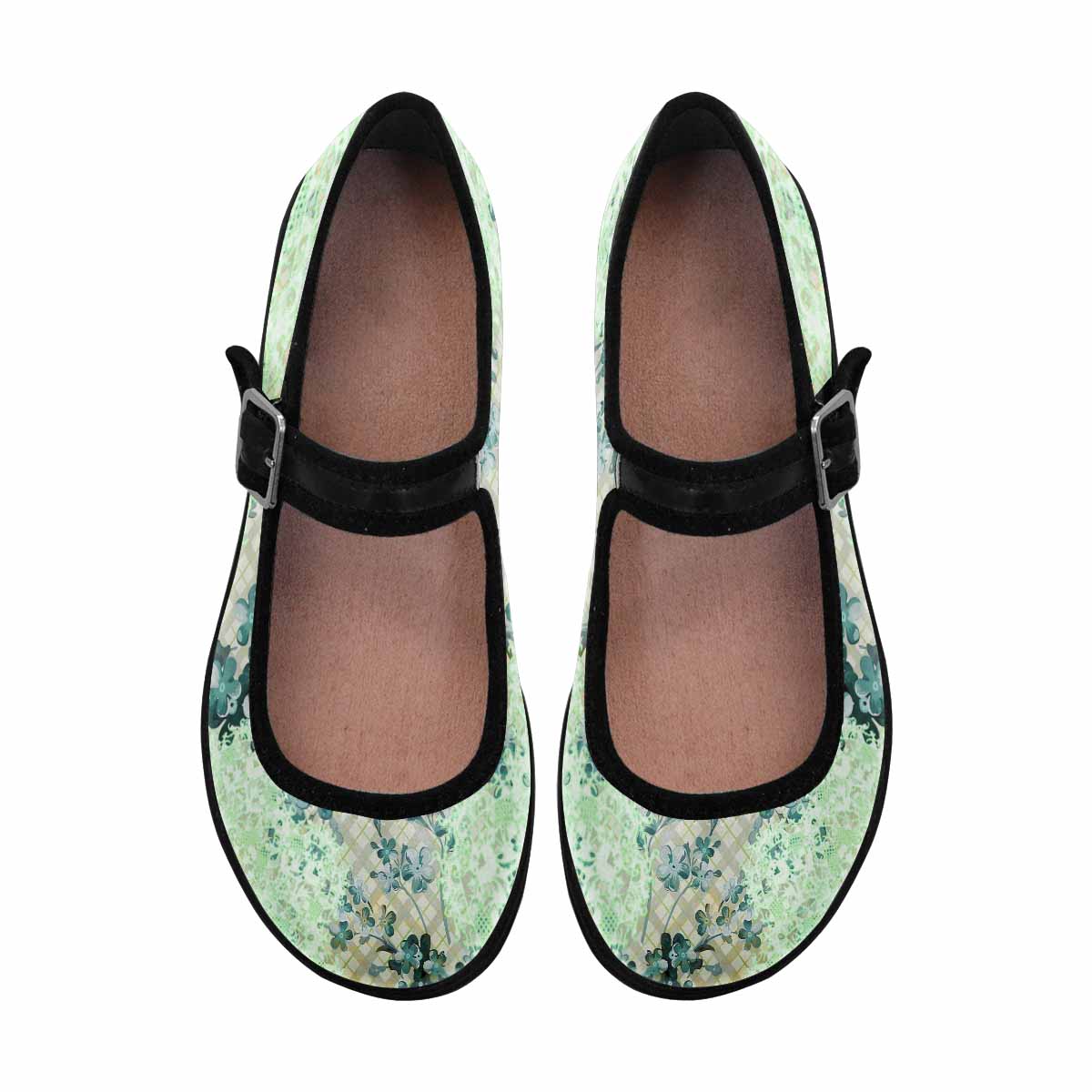 Victorian lace print, cute, vintage style women's Mary Jane shoes, design 53