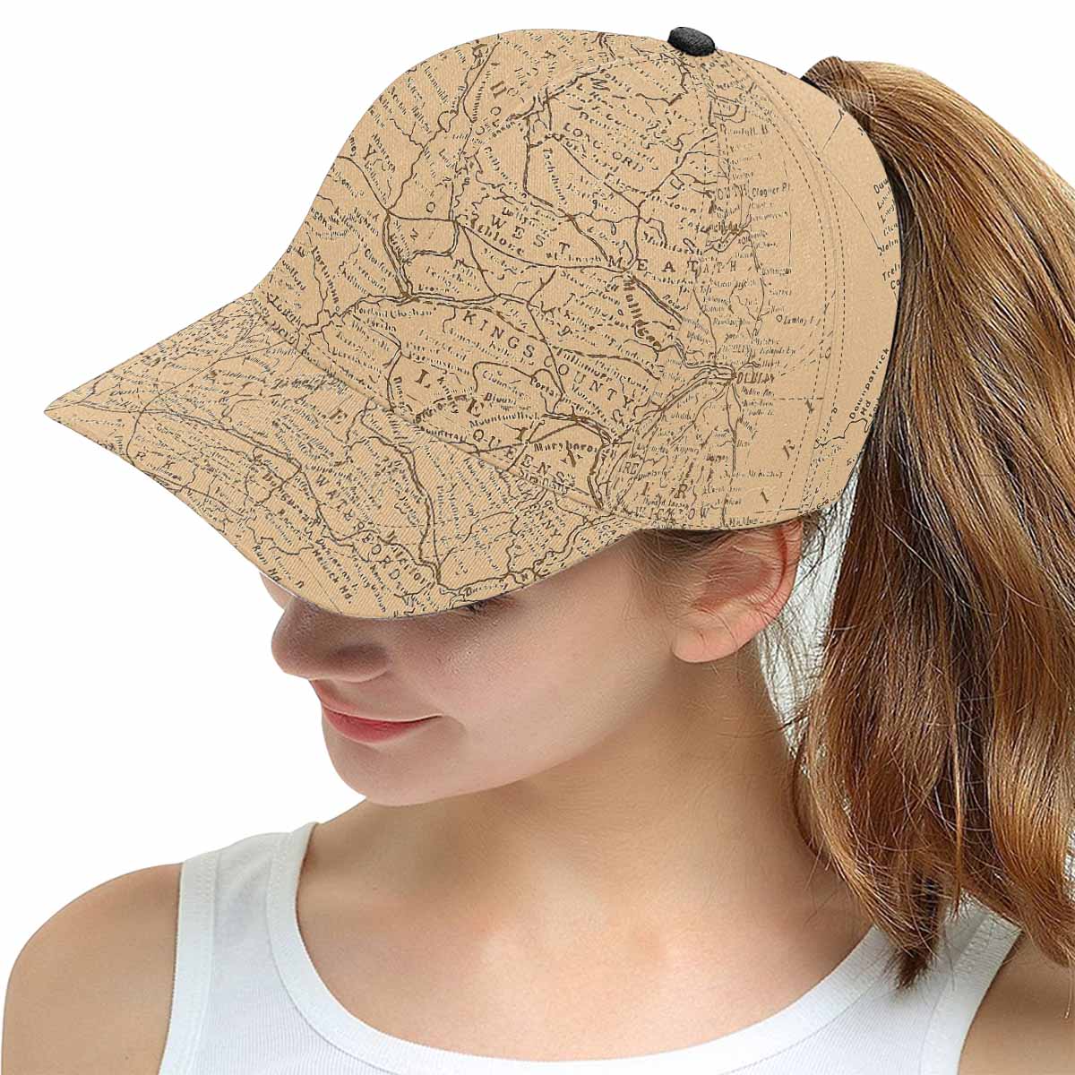 Antique Map design mens or womens deep snapback cap, trucker hat, Design 51