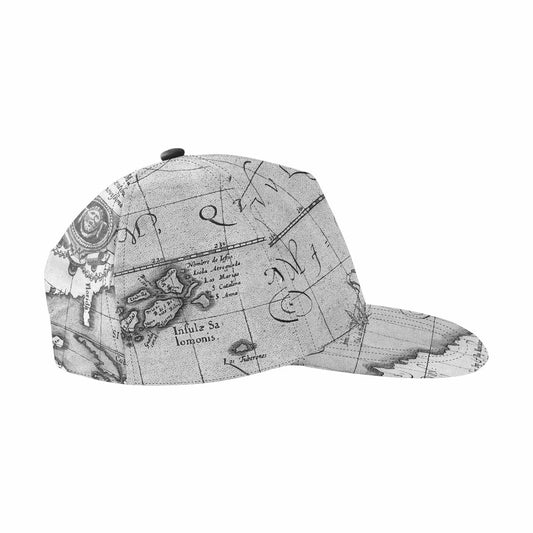 Antique Map design mens or womens deep snapback cap, trucker hat, Design 44