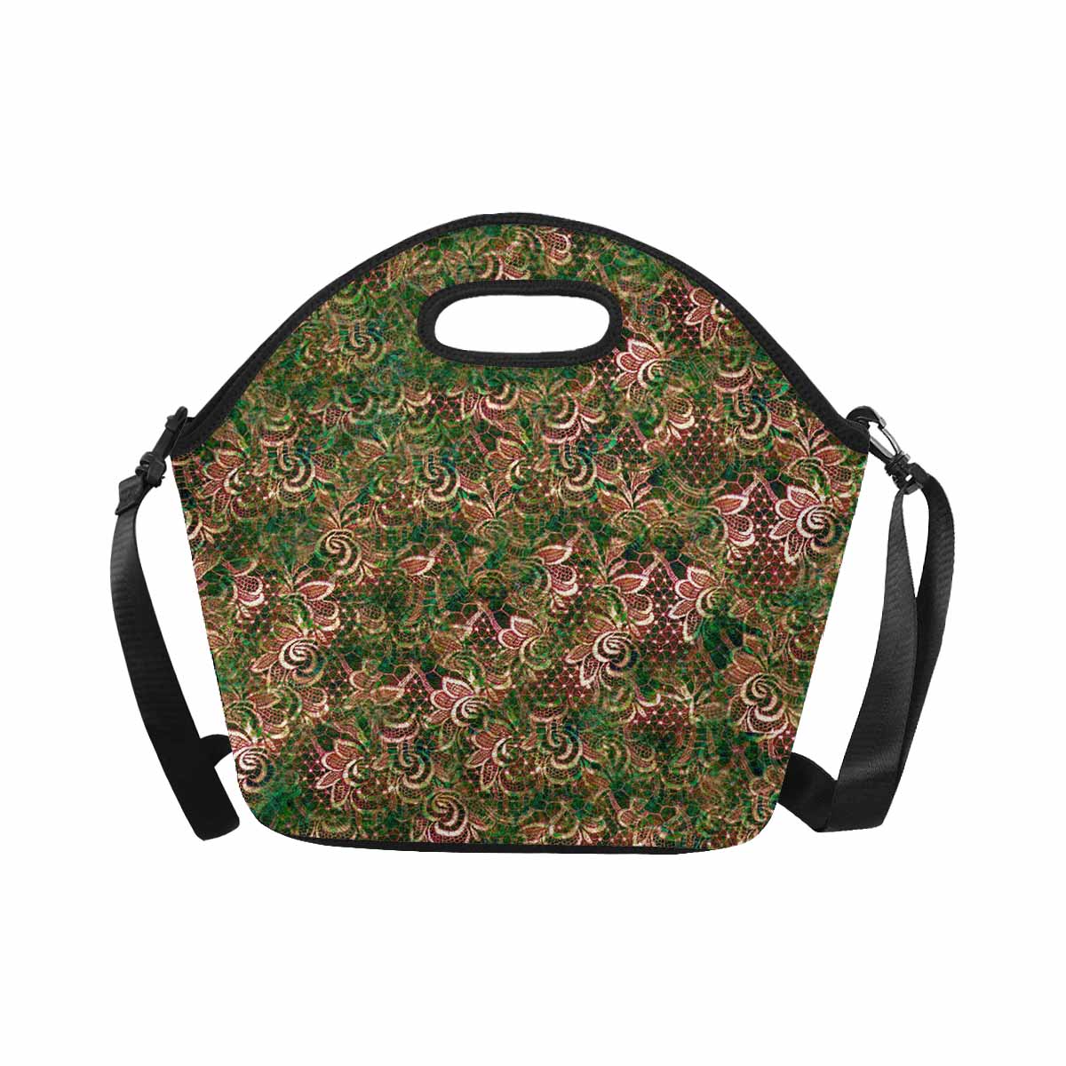 Victorian lace print insulated lunch bag, design 34