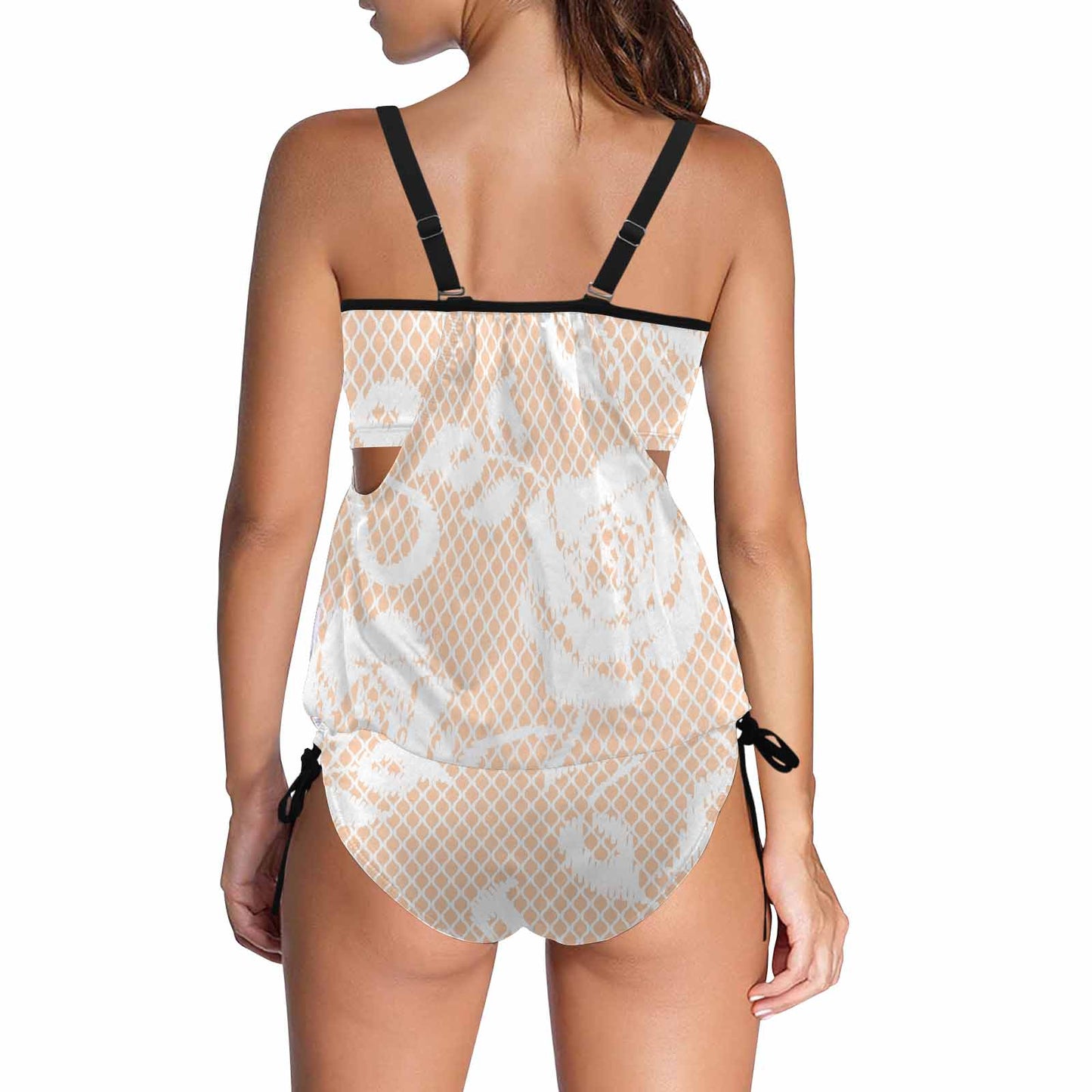 Tankini cover belly swim wear, Printed Victorian lace design 16