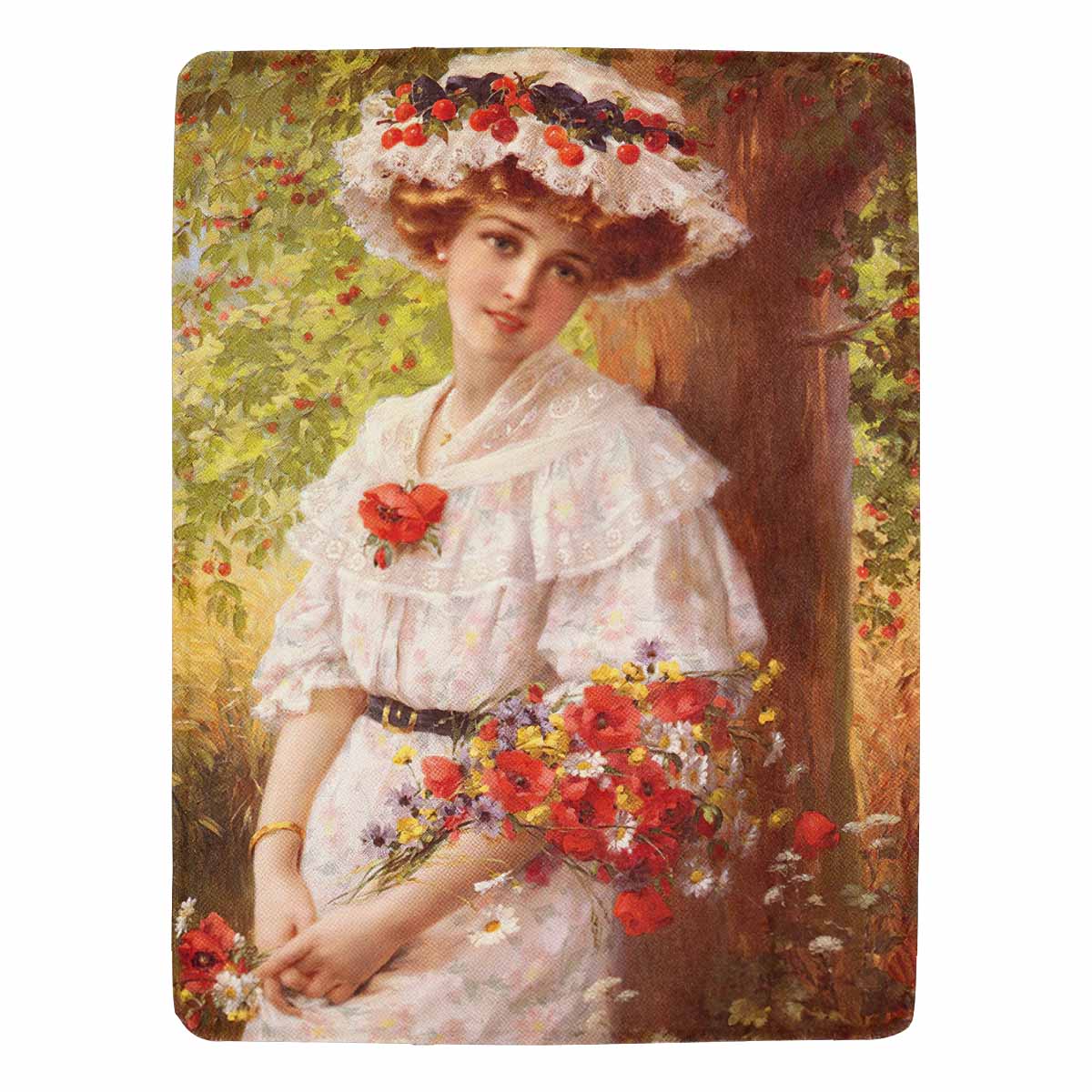 Victorian Lady Design BLANKET, LARGE 60 in x 80 in, Under The Cherry Tree