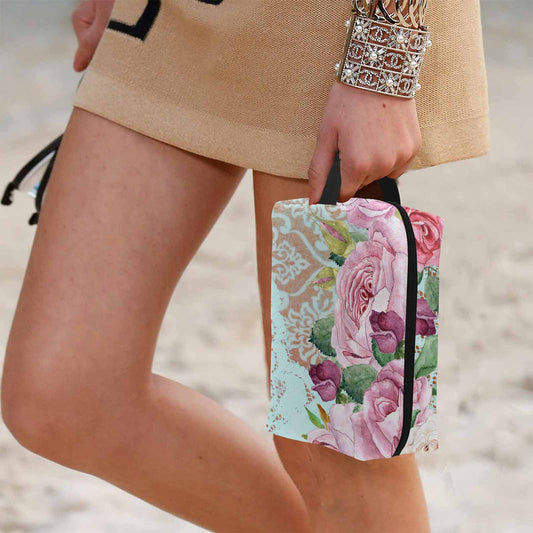 Victorian lace print toiletry comestic bag, design 24