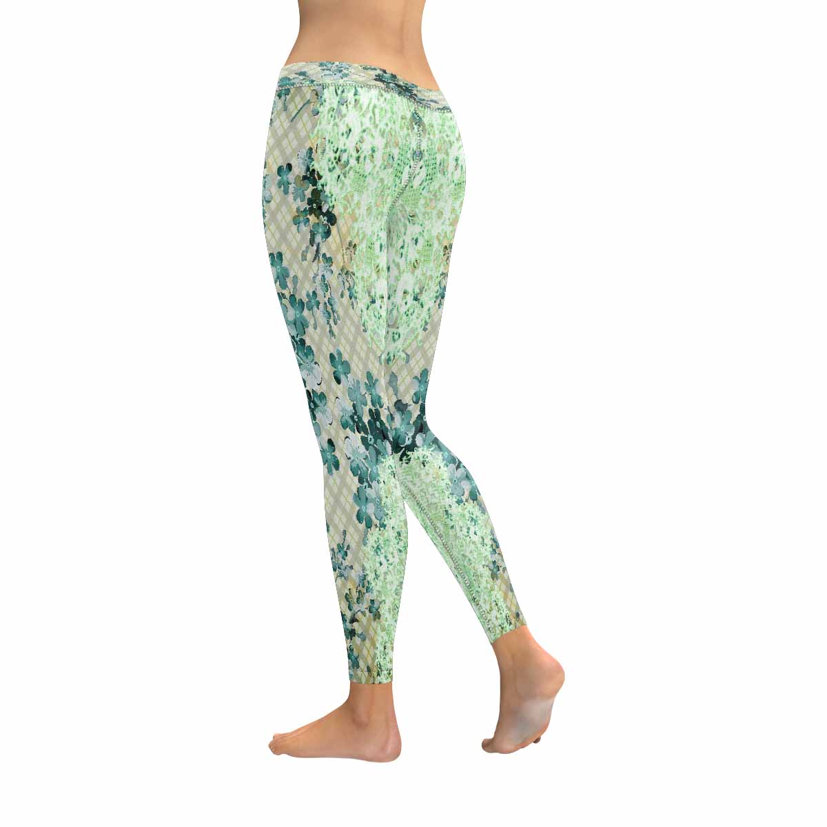 Victorian lace print low rise leggings, design 53