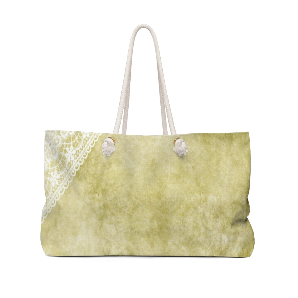 Victorian lace print weekender bag, large, design 43