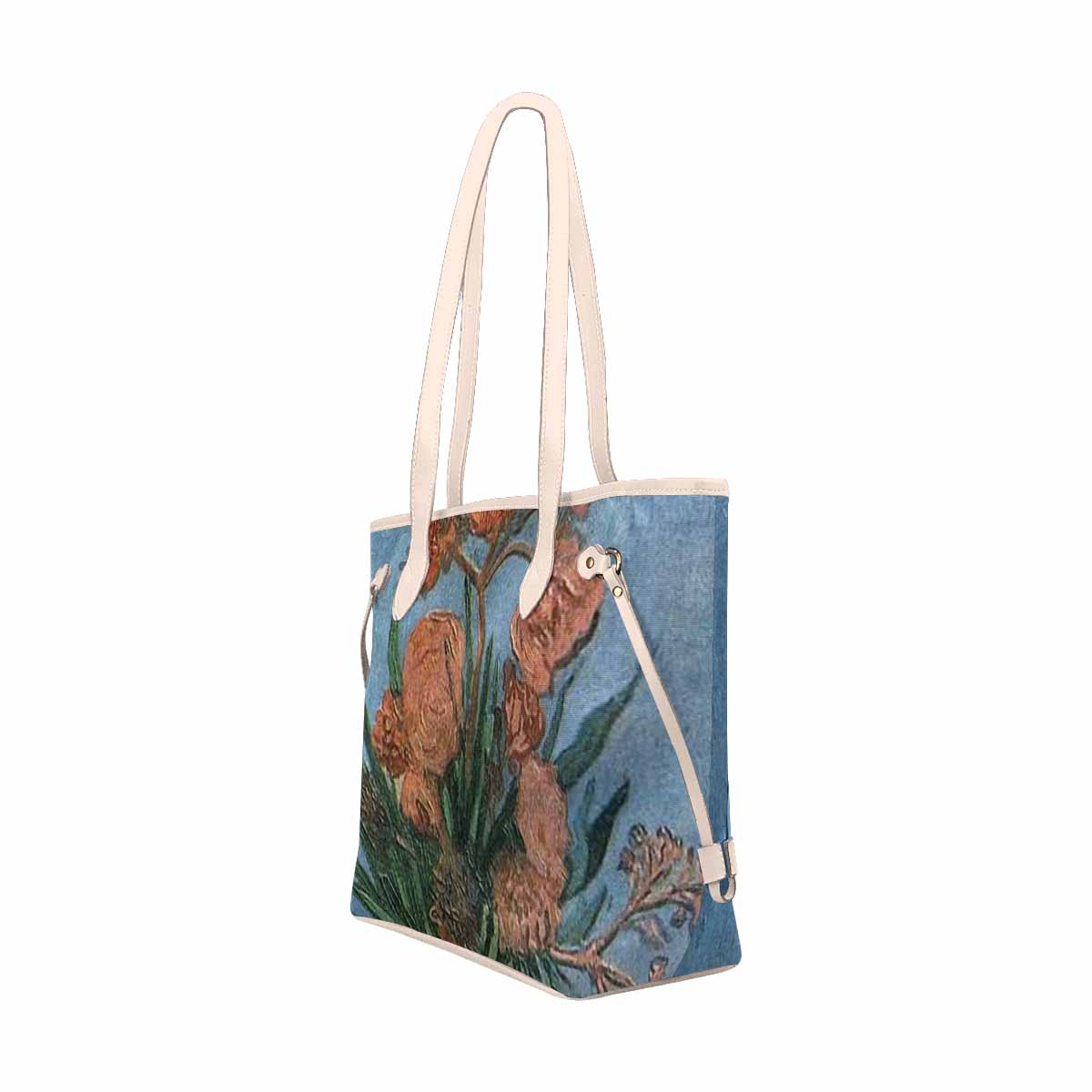 Vintage Floral Handbag, Classic Handbag, Mod 1695361 Design 50, BEIGE/TAN TRIM