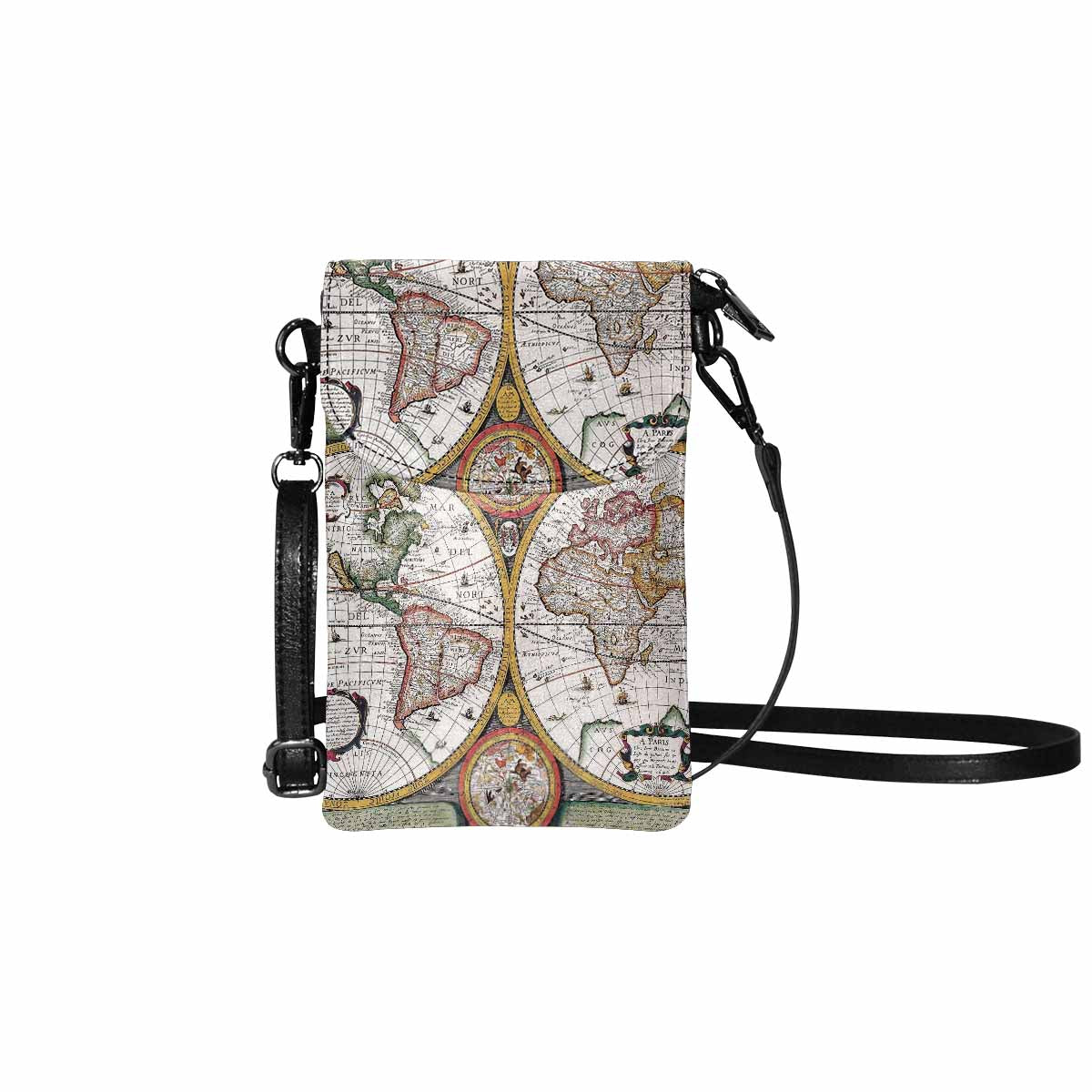 Antique map cell phone purse, moble purse, Design 31