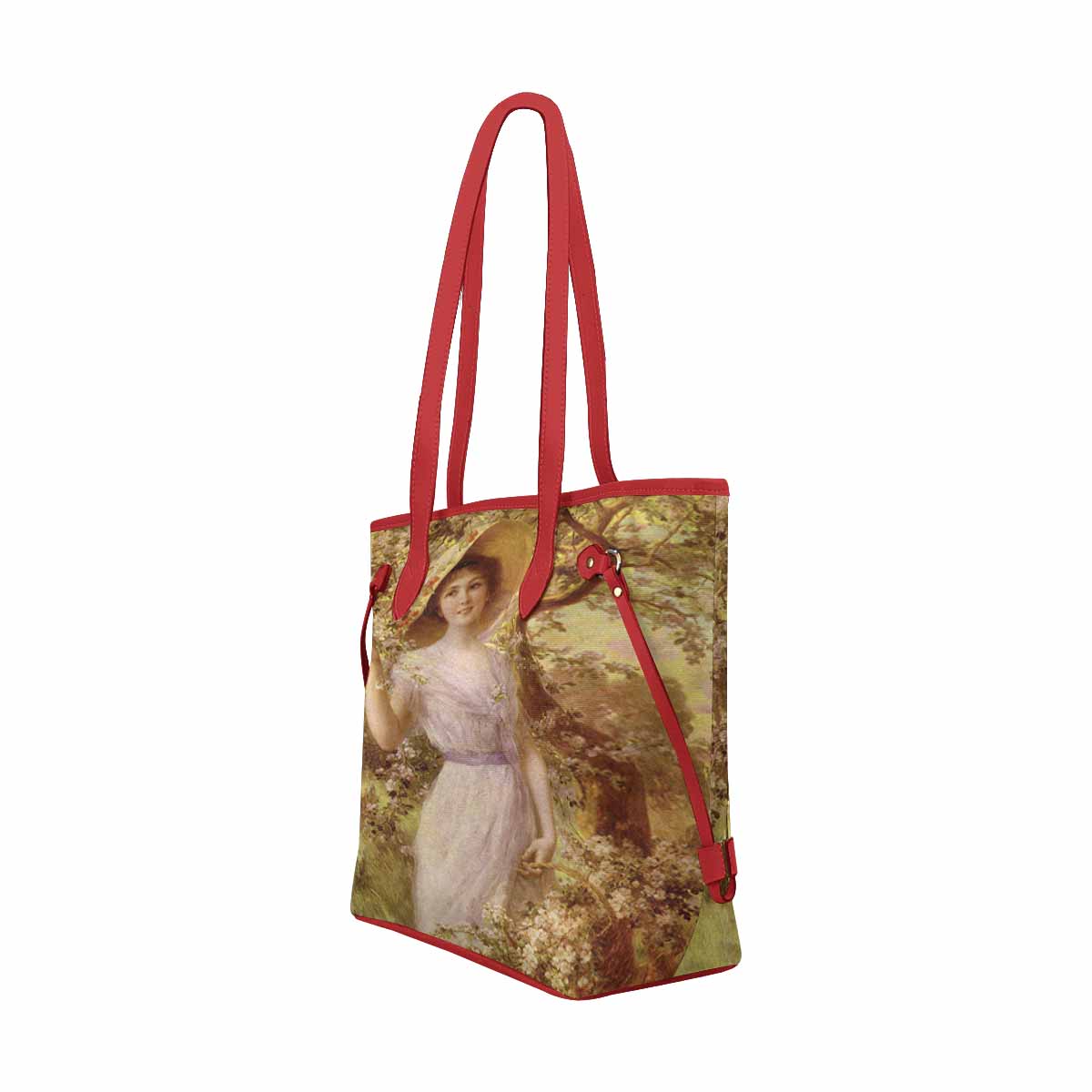 Victorian Lady Design Handbag, Model 1695361, Cherry Blossom, RED TRIM