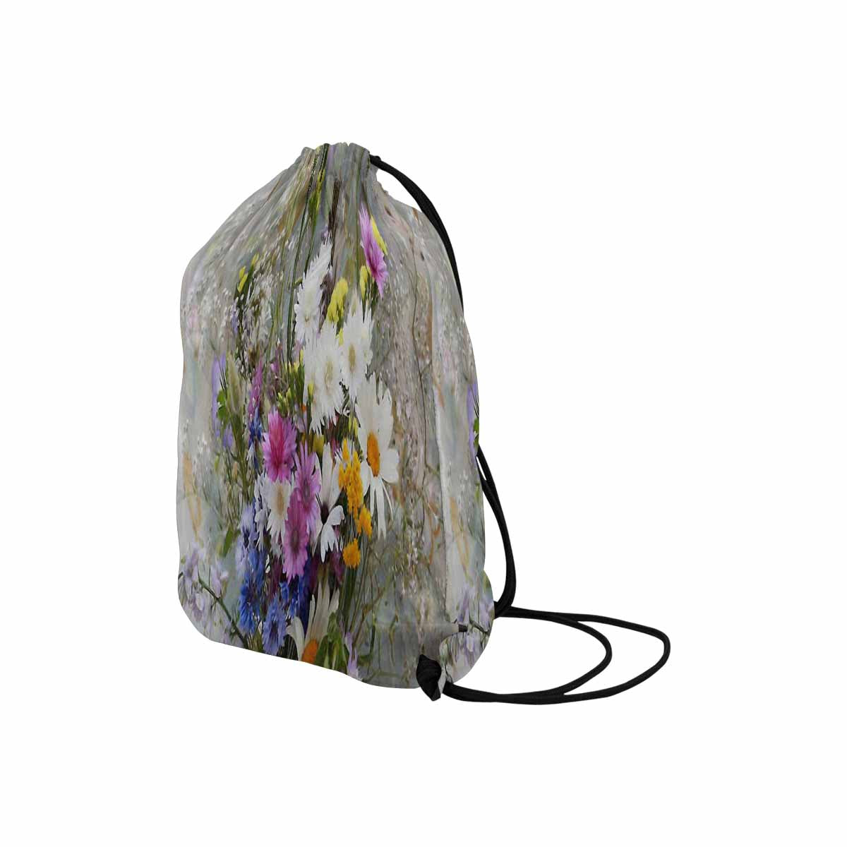 Vintage Floral print, DRAWSTRING BAG, MEDIUM, Design 02