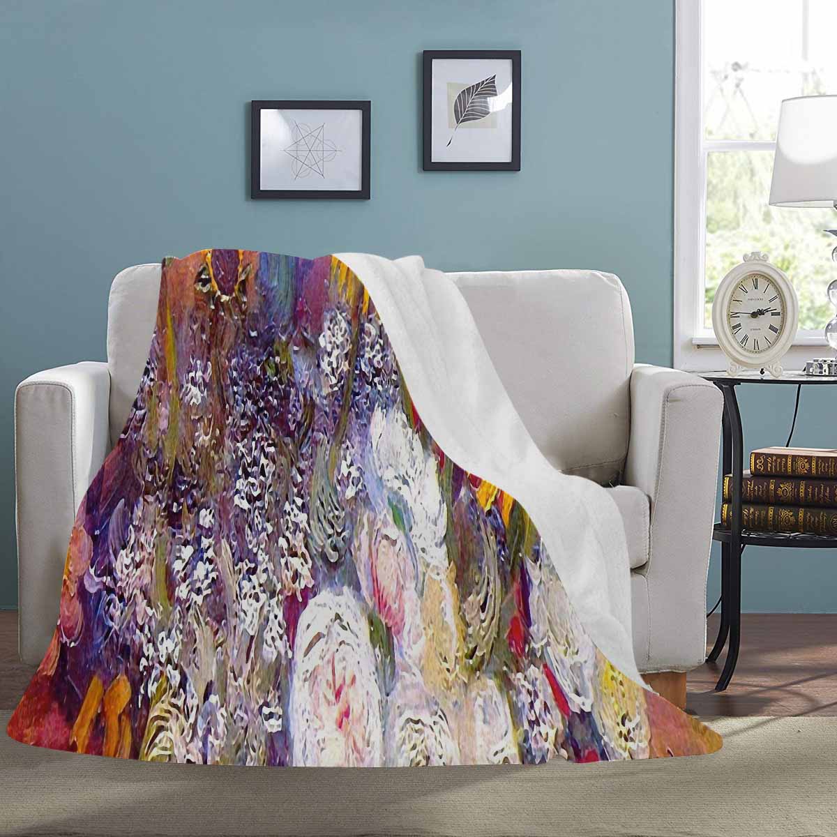 Vintage Floral BLANKET, LARGE 60 in x 80 in, Design 54 C50