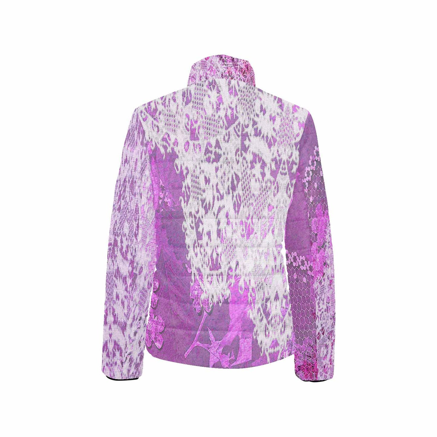 Victorian Lace print womens padded quilted jacket, design 03