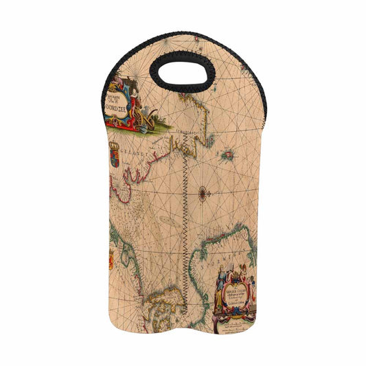 2 Bottle Antique map wine bag,Design 07