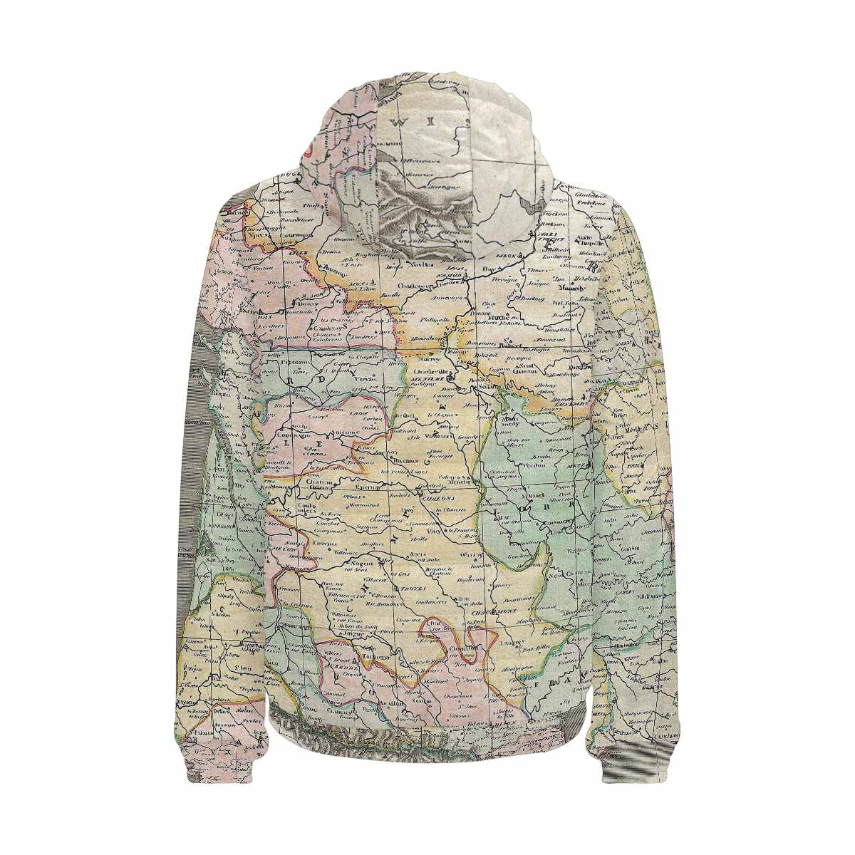 Antique Map design, mens lightweight, warm, quilted hooded bomber jacket, design, 39