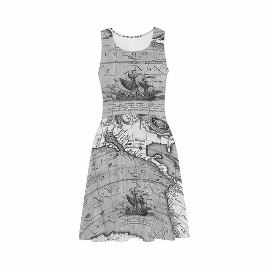 Antique Map casual summer dress, MODEL 09534, design 39