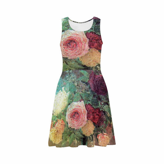 Vintage floral short summer flare dress,  XS to 3XL plus size, model D09534 Design 29