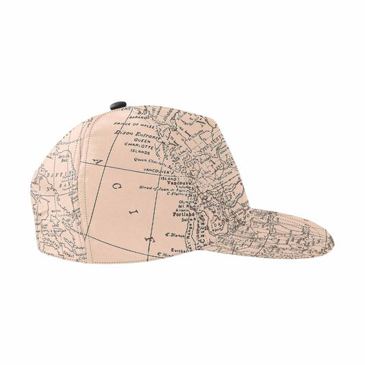 Antique Map design mens or womens deep snapback cap, trucker hat, Design 53