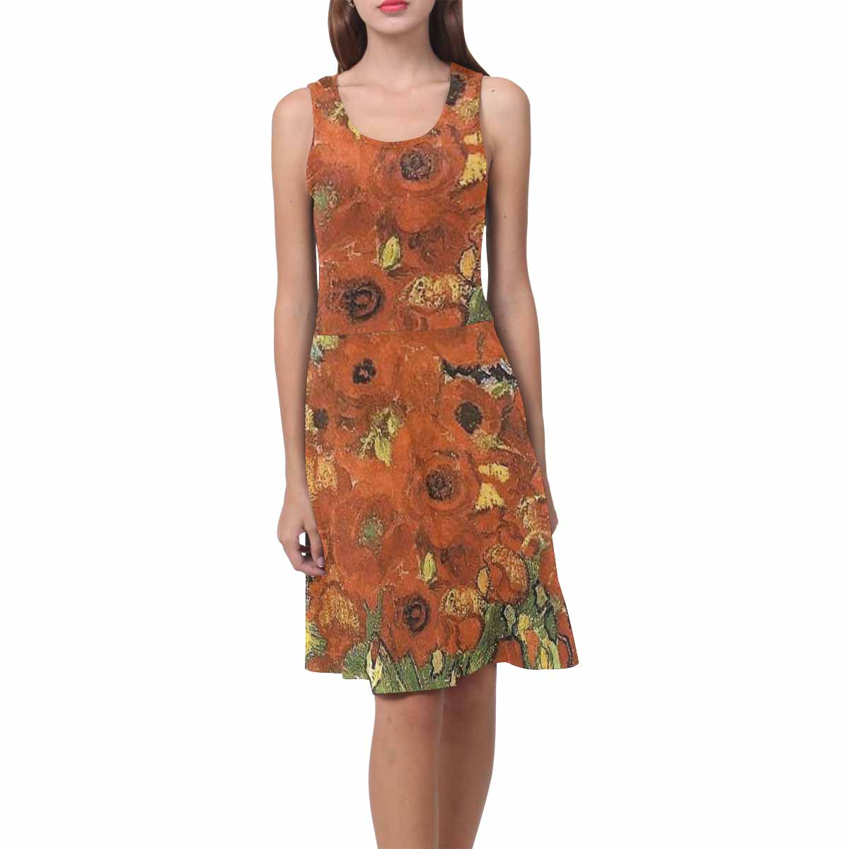 Vintage floral short summer flare dress,  XS to 3XL plus size, model D09534 Design 56