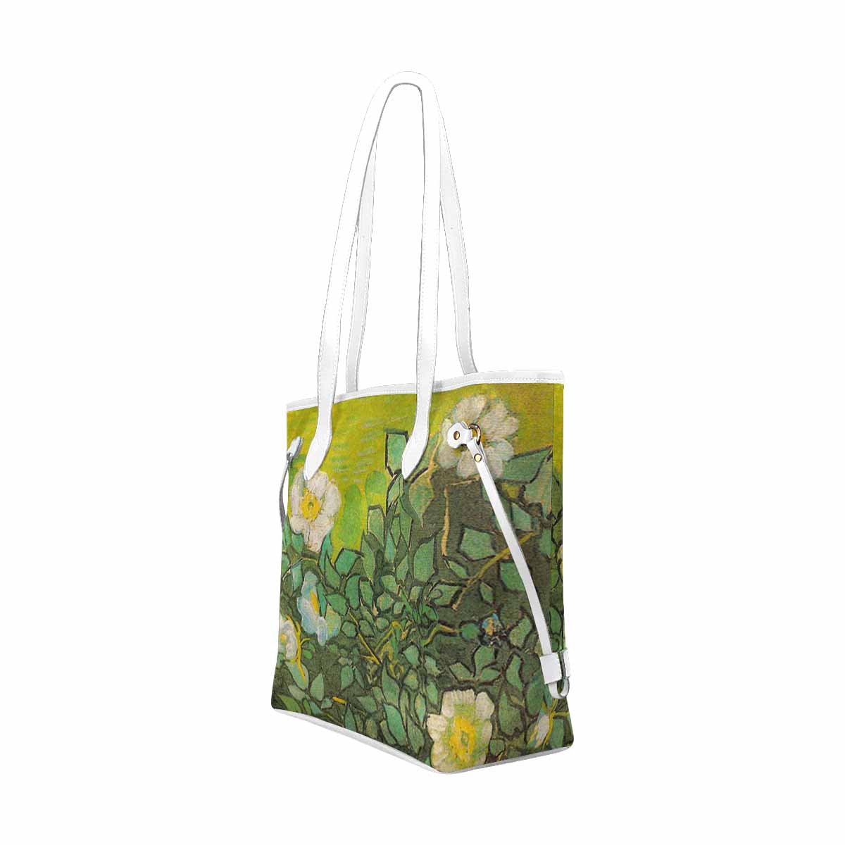 Vintage Floral Handbag, Classic Handbag, Mod 1695361 Design 01, WHITE TRIM