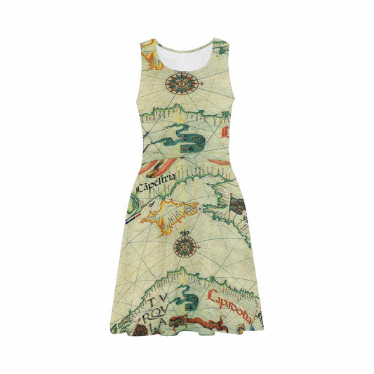 Antique Map casual summer dress, MODEL 09534, design 27