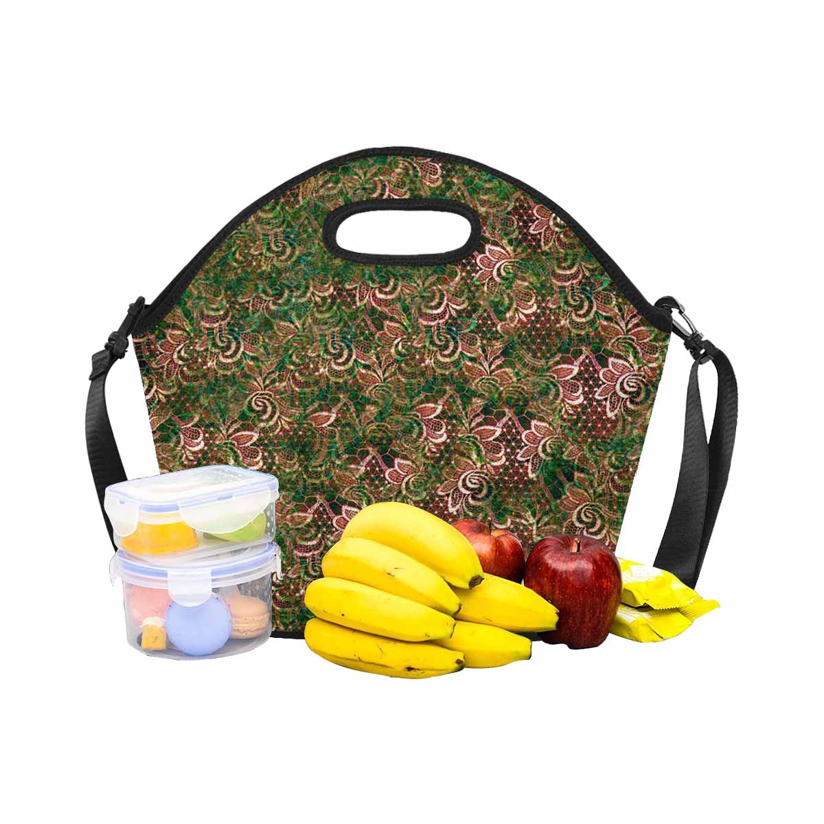 Victorian lace print insulated lunch bag, design 34