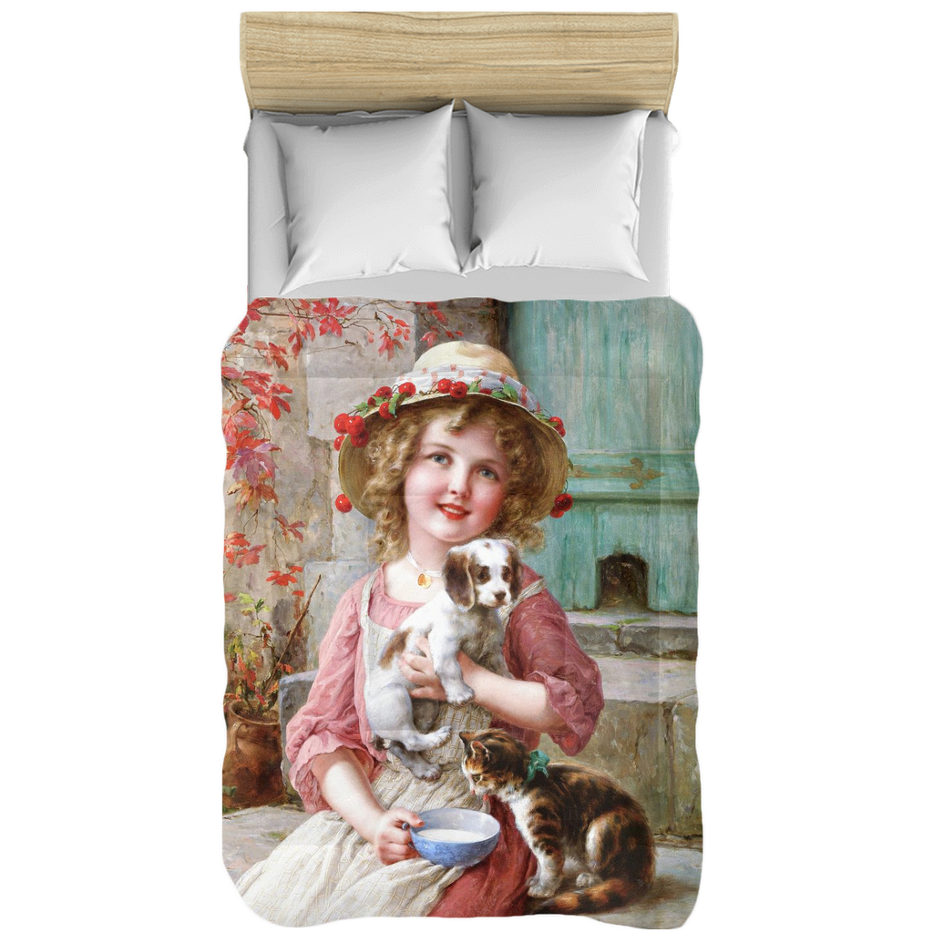 Victorian lady design comforter, twin, twin XL, queen or king, New Friends