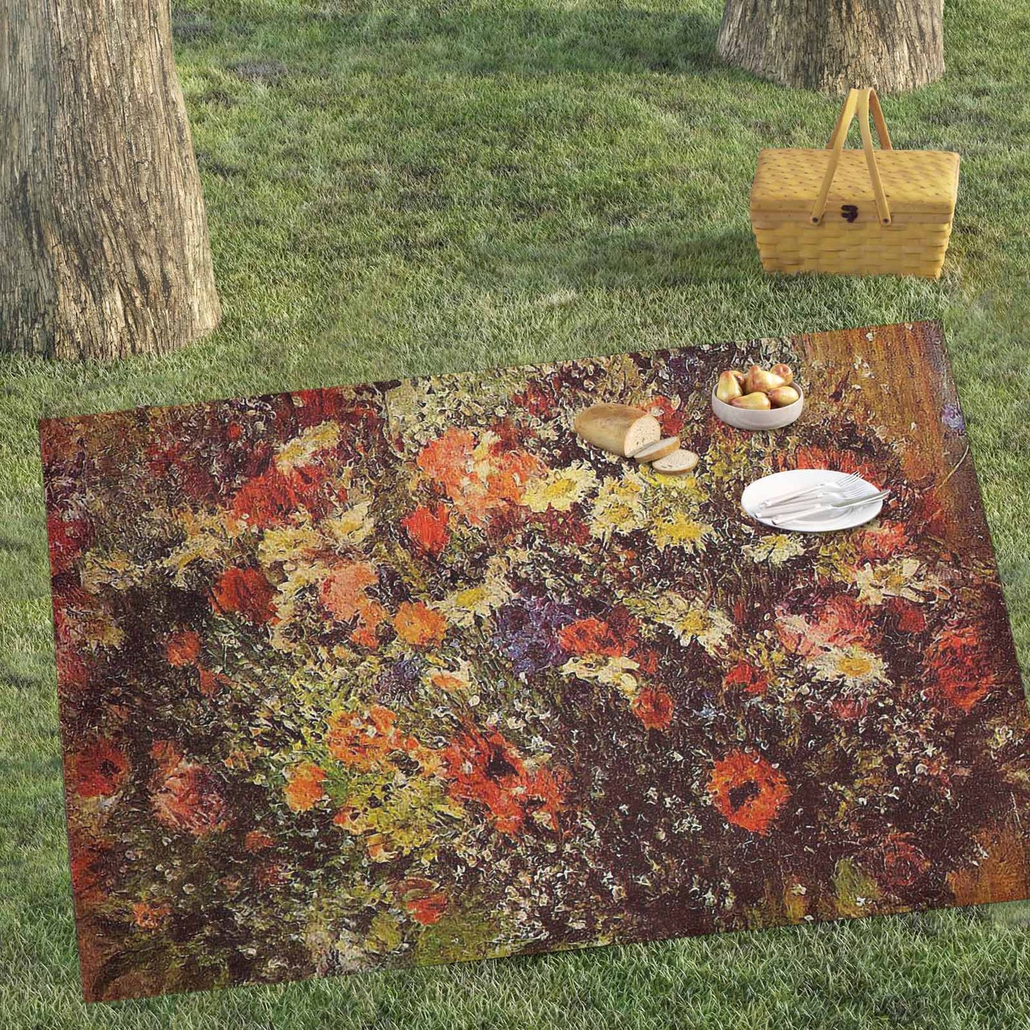 Vintage Floral waterproof picnic mat, 81 x 55in, Design 24