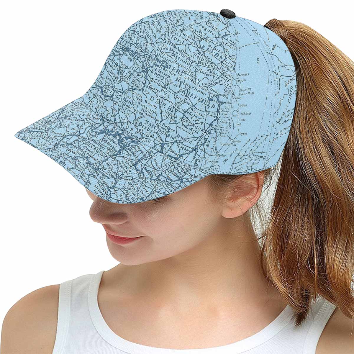 Antique Map design mens or womens deep snapback cap, trucker hat, Design 50