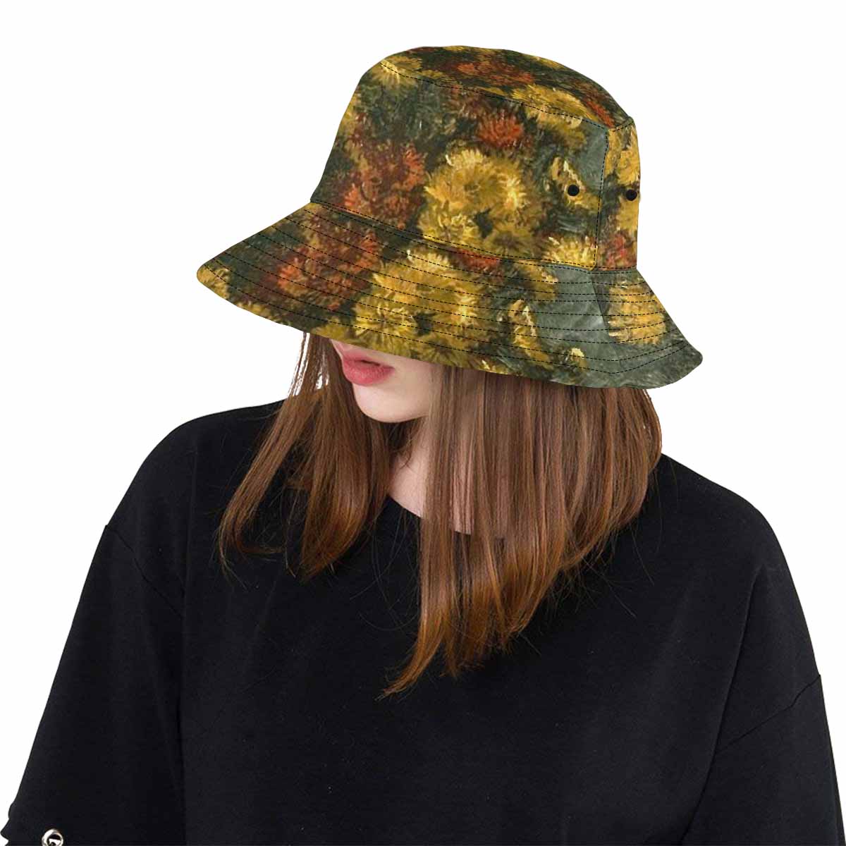 Vintage floral unisex bucket boonie Hat, outdoors hat, Design 28