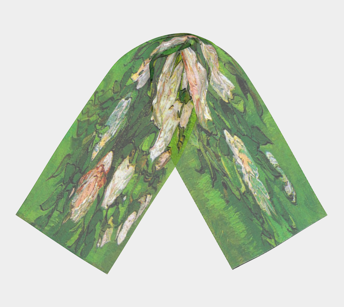 Vintage floral RECTANGLE satin charmeuse scarf, Design 06
