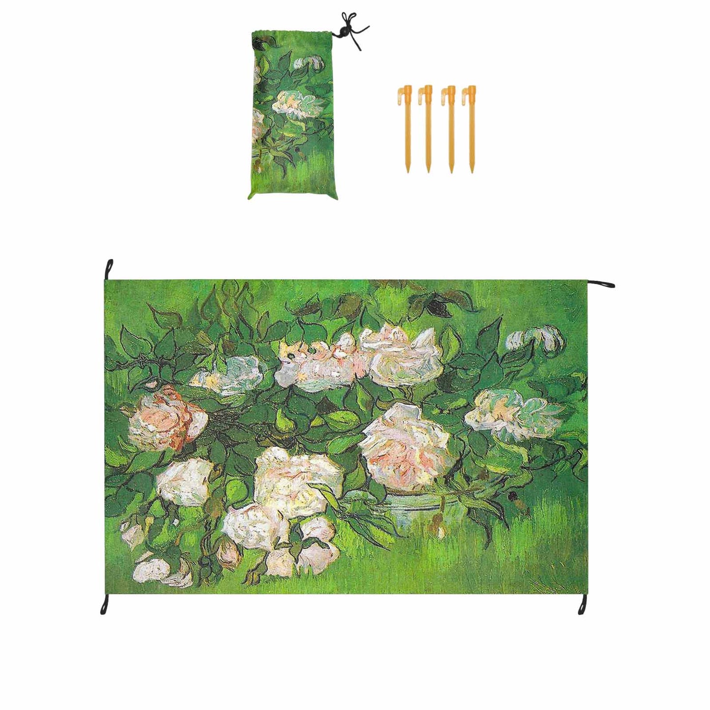 Vintage Floral waterproof picnic mat, 81 x 55in, Design 06
