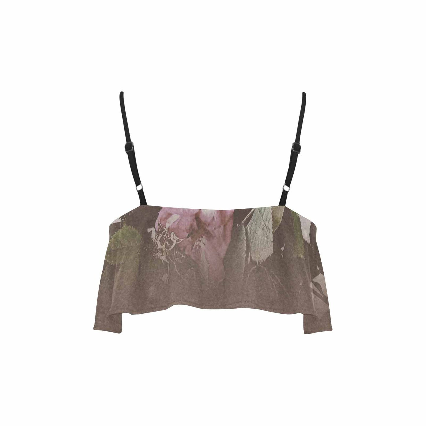 Vintage floral flounce bikini top, Design 22x