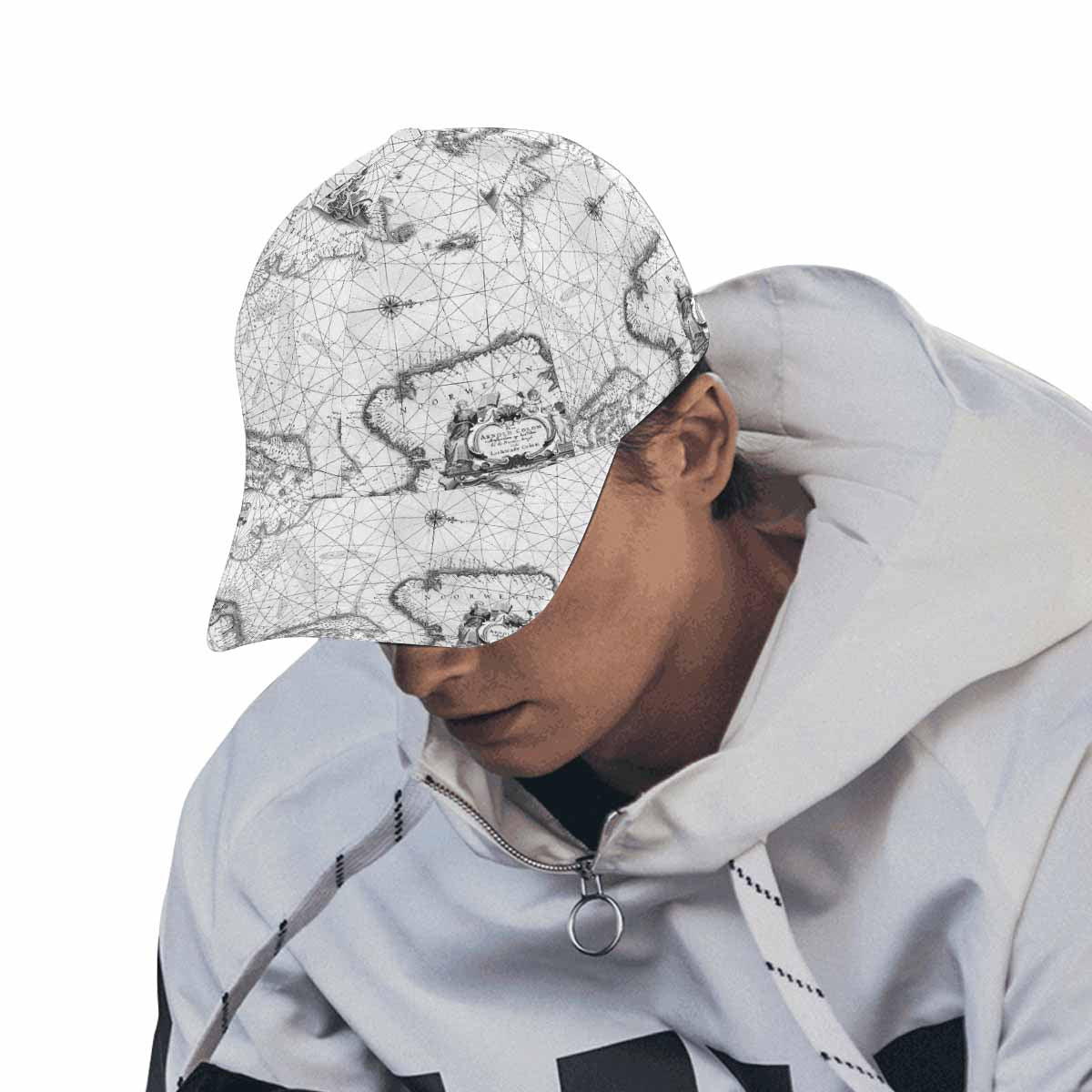 Antique Map design dad cap, trucker hat, Design 5