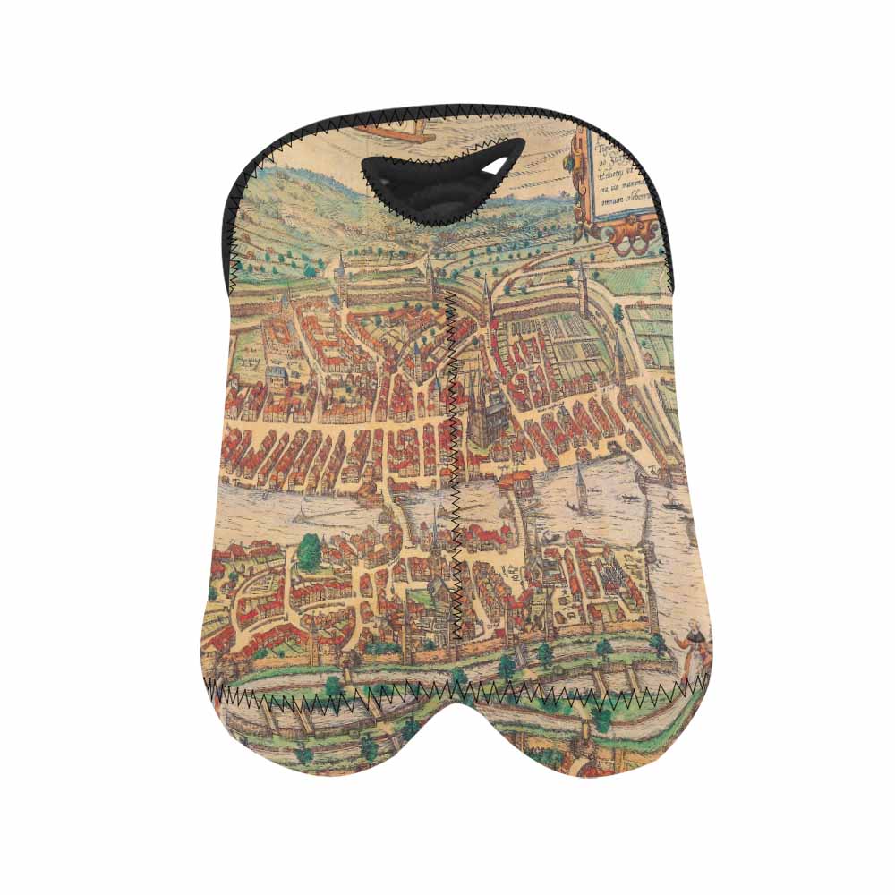 2 Bottle Antique map wine bag,Design 24