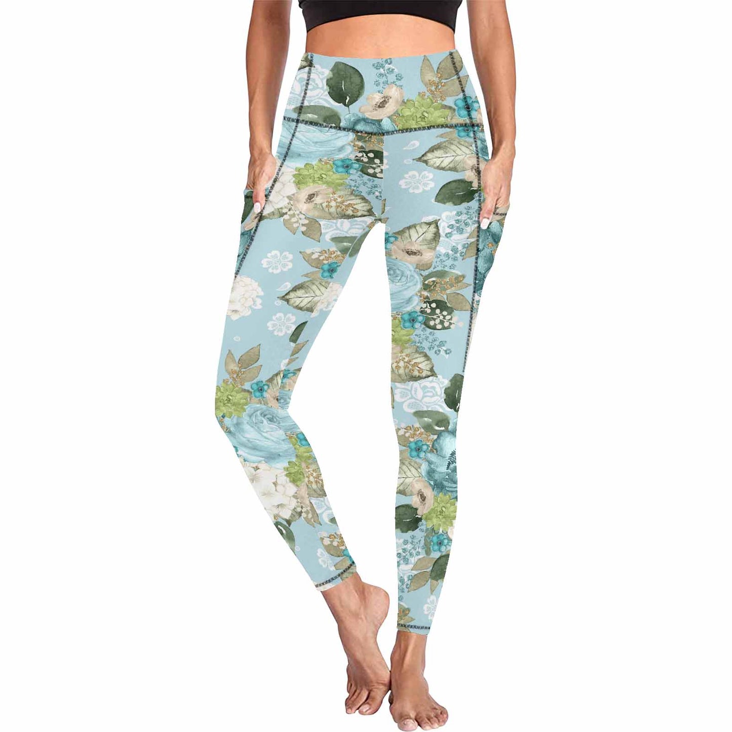 Floral 2, active wear leggings, outside surge, design 28